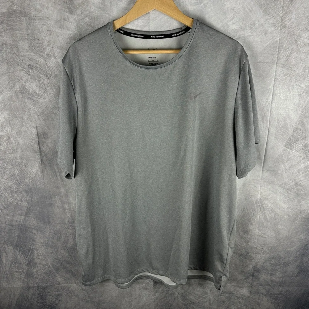 Nike Running Dri-FIT Shirt Mens XL‎ Grey Short Sleeve Training Tee DV9315-084